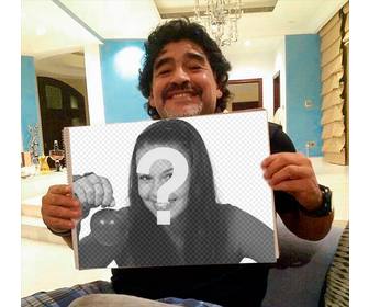 photomontage avec maradona saisissant votre photo avec votre photo et texte