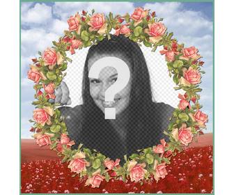 cadre photo avec une illustration fleurs roses pour vos photos