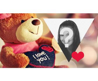 valentine carte postale avec un ours peluche personnaliser avec votre photo
