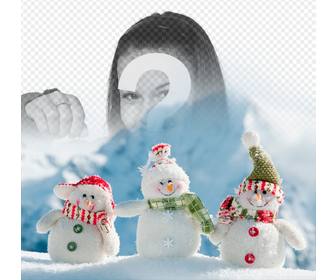 photomontage mettre votre photo dans cette image trois bonhommes neige