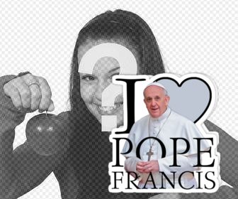 francisco autocollant avec le pape et le texte i love pope francis