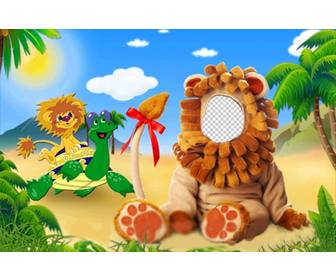 photomontage dun costume lion pour les enfants ou vous pouvez modifier avec votre photo