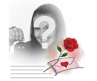 effet photo avec une rose rouge et une lettre damour vous pouvez modifier