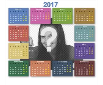colorful calendrier 2017 pour personnaliser avec votre photo