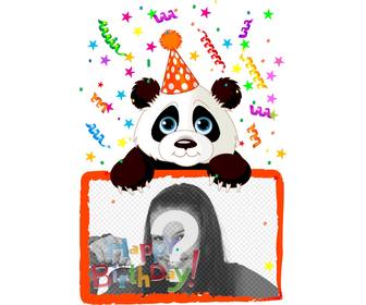 anniversaire salutation carte postale avec un panda