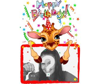 personnalisable carte voeux avec un anniversaire girafe