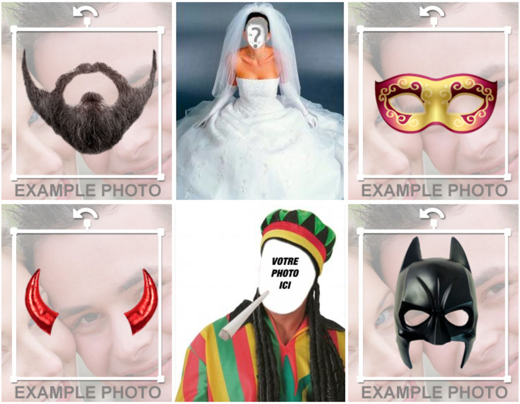 Divers costumes pour les enfants et les adultes à modifier avec vos photos