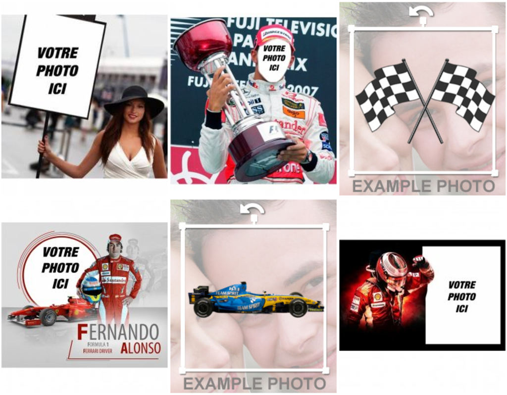 Photomontages et des autocollants de la Formule 1