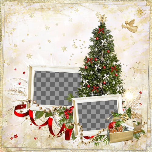 Photomontage de Noël pour deux photos et envoyer une carte de..