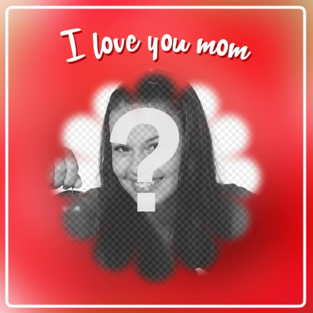 Carte postale pour la fête des mères à mettre une image avec un cadre en forme de fleur avec la phrase «Je t'aime..