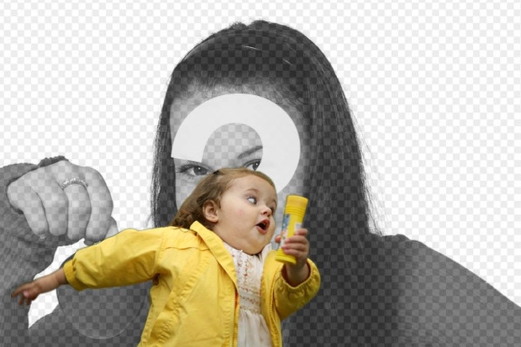 Photomontage avec la fille de bulle dans l'imperméable jaune et le meme mode où vous placez votre photo et..