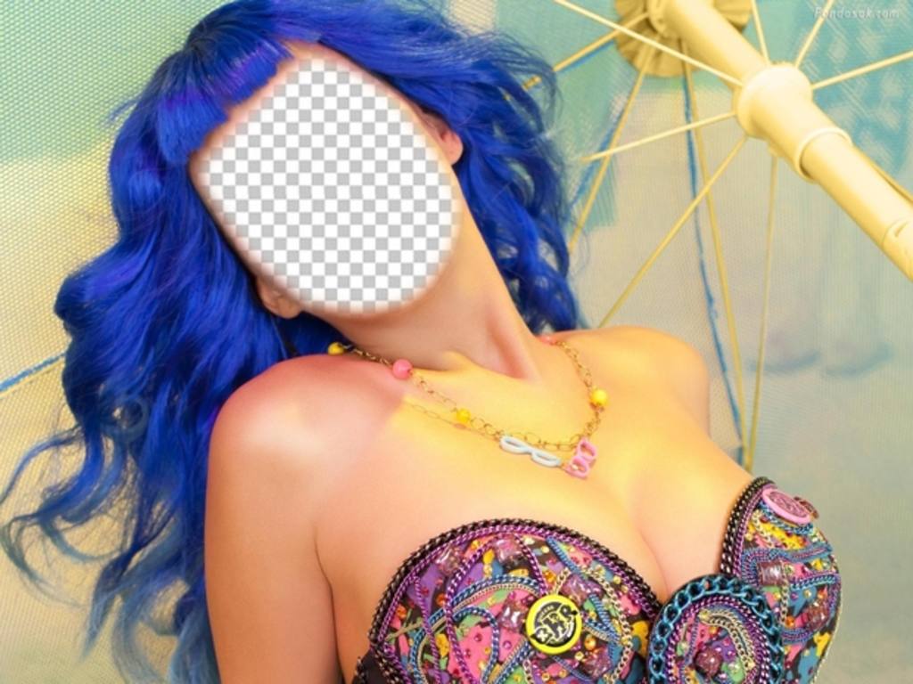 Photomontage de Katy Perry aux cheveux bleus pour mettre votre ..