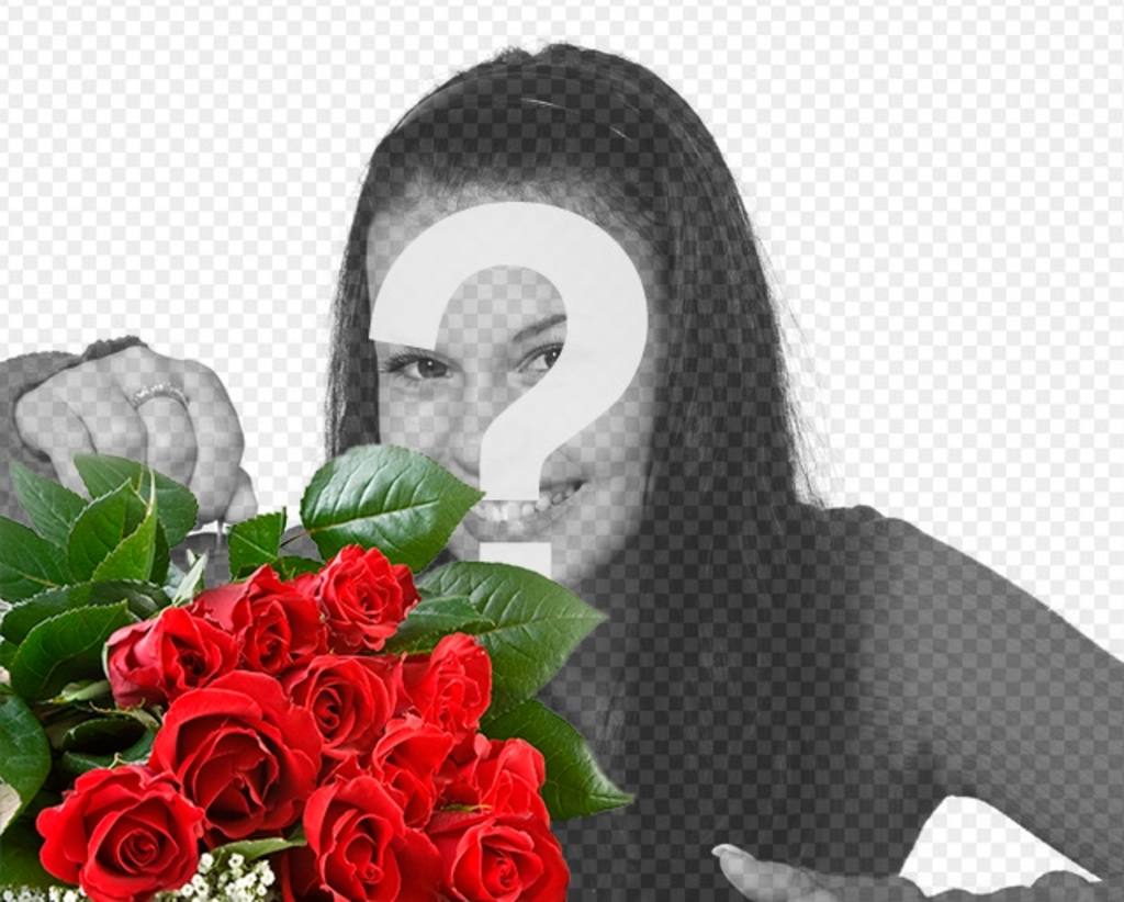 Ajoutez vos photos un bouquet de rose romantique de donner à votre amant et ajouter du texte en..