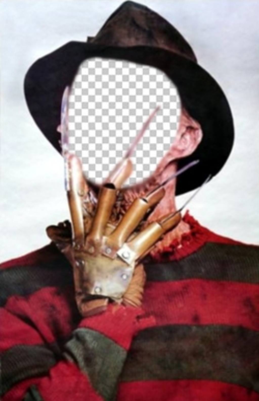 Montage photo de Freddy Krueger avec ses griffes dans le visage ..