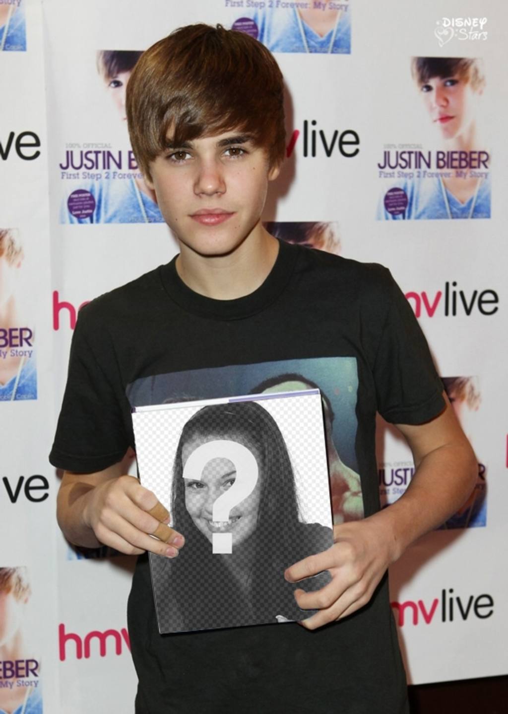 Photomontage à apparaître sur la couverture du livre écrit par Justin Bieber détenu par Justin avec les cheveux..