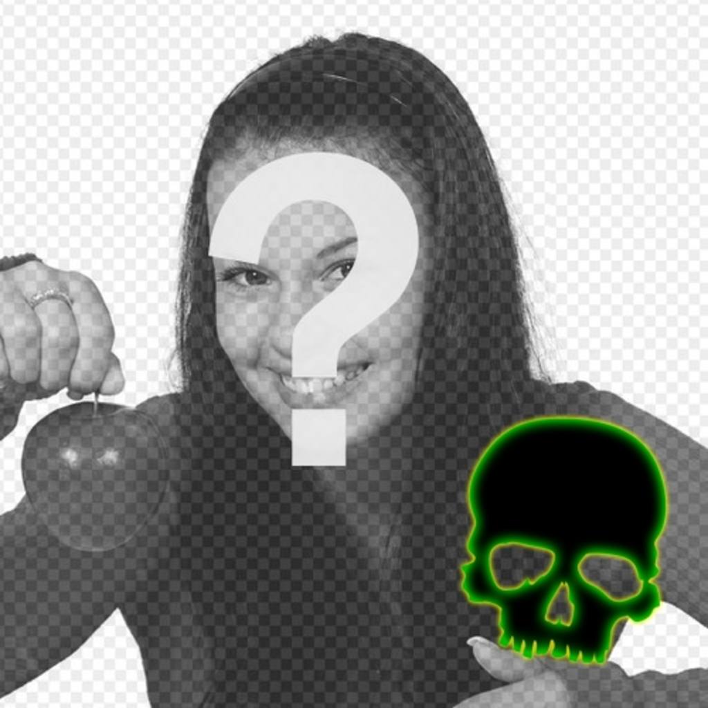 Créer un avatar pour Facebook et Twitter avec un crâne noir avec bordure verte fluorescente sur une photo que vous..