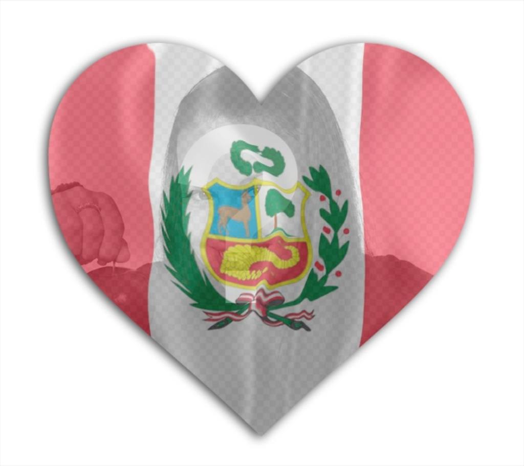 Photomontage en ligne à ajouter une photo de vous avec le drapeau du Pérou fond avec la forme de coeur. ..