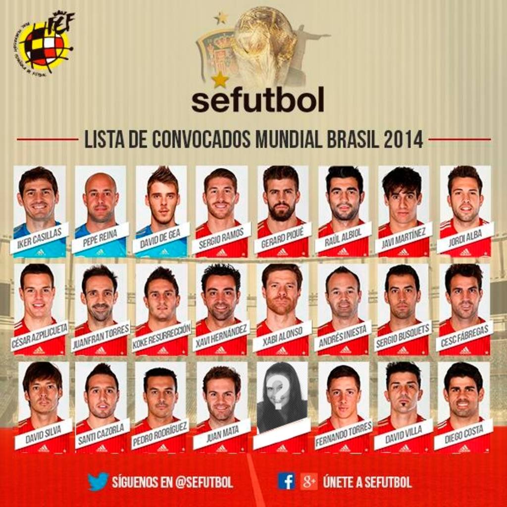 Photomontage de la sélection espagnole pour la Coupe du Monde 2014 au Brésil ..