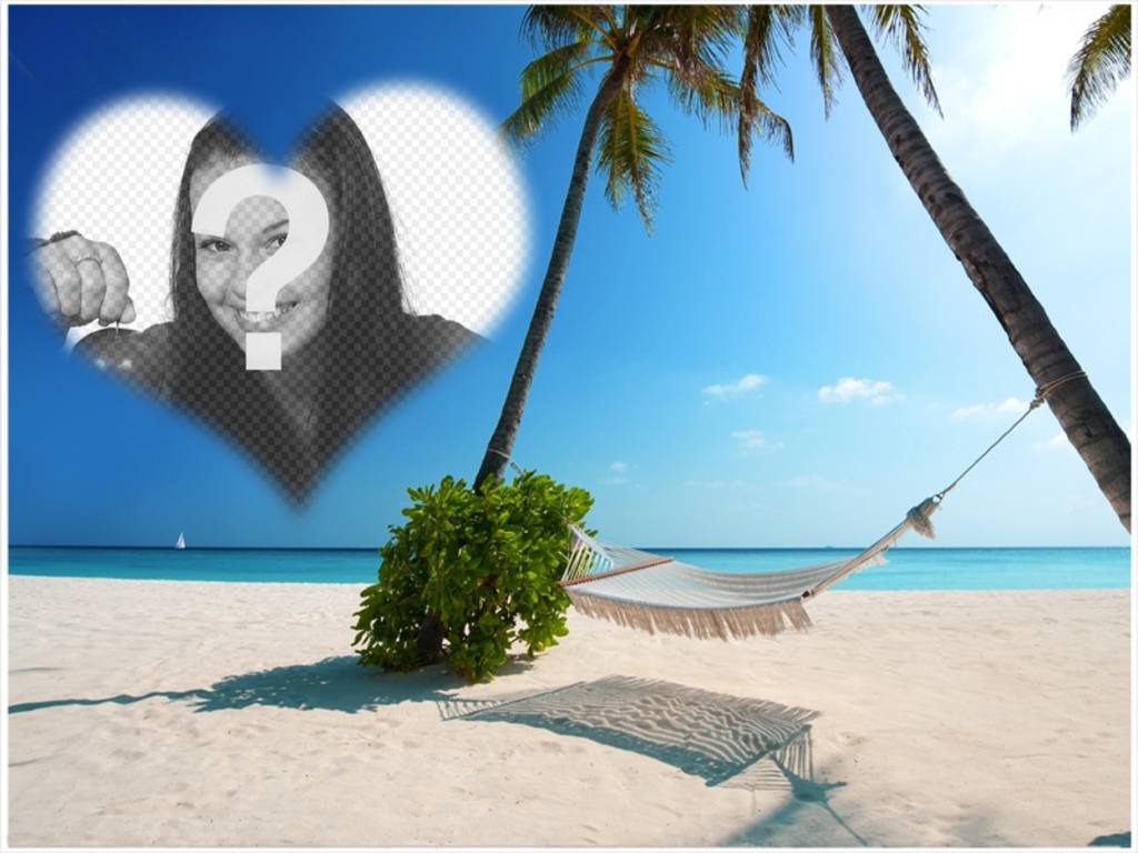 Carte postale pour mettre votre photo en forme de coeur sur une île paradisiaque. ..