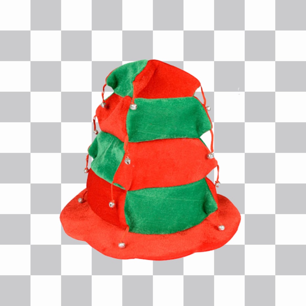 Autocollant de chapeau de fête avec des cloches et des boîtes rouges et vertes. ..