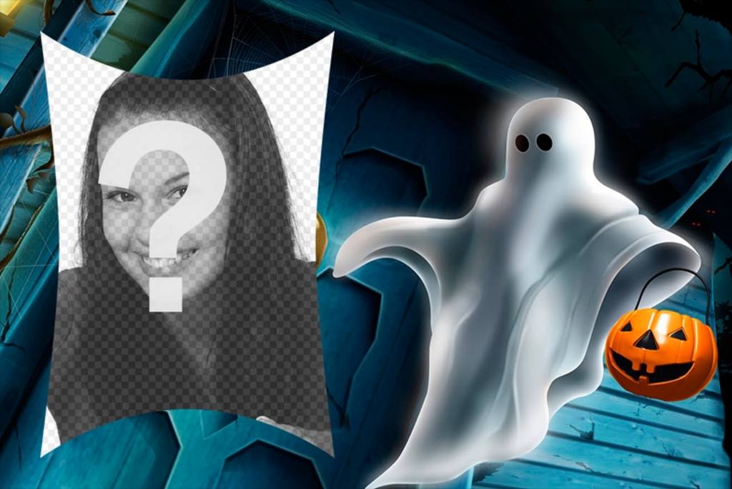 Cadre photo de Halloween avec un fantôme ..