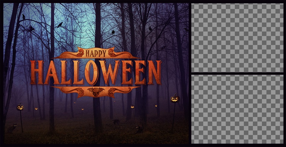 Photomontage pour deux photos avec le texte Happy Halloween ..