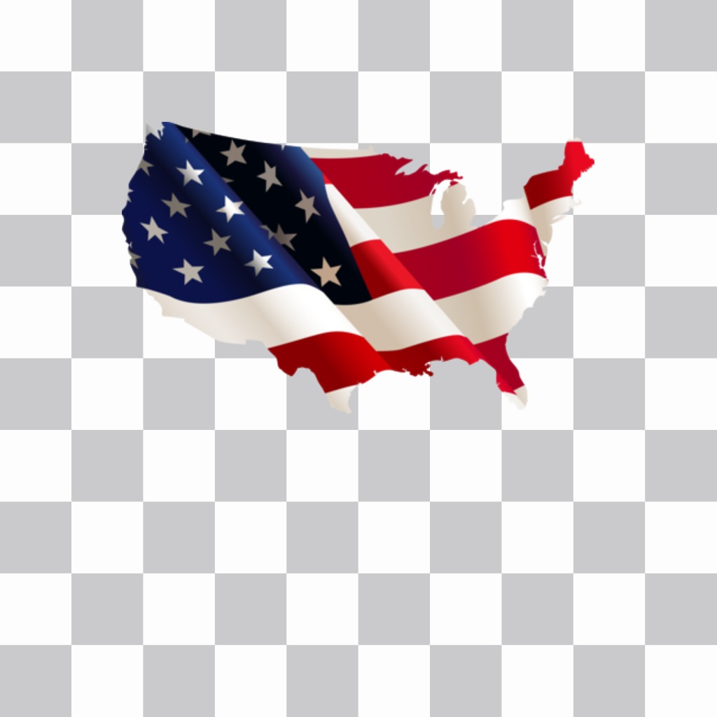Carte des Etats Unis avec le drapeau fond comme un autocollant à mettre sur vos photos de..