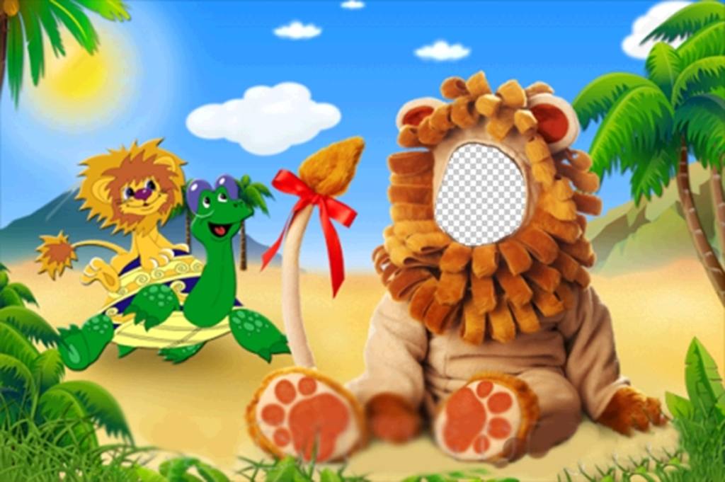 Photomontage dun costume de lion pour les enfants où vous pouvez modifier avec votre photo ..