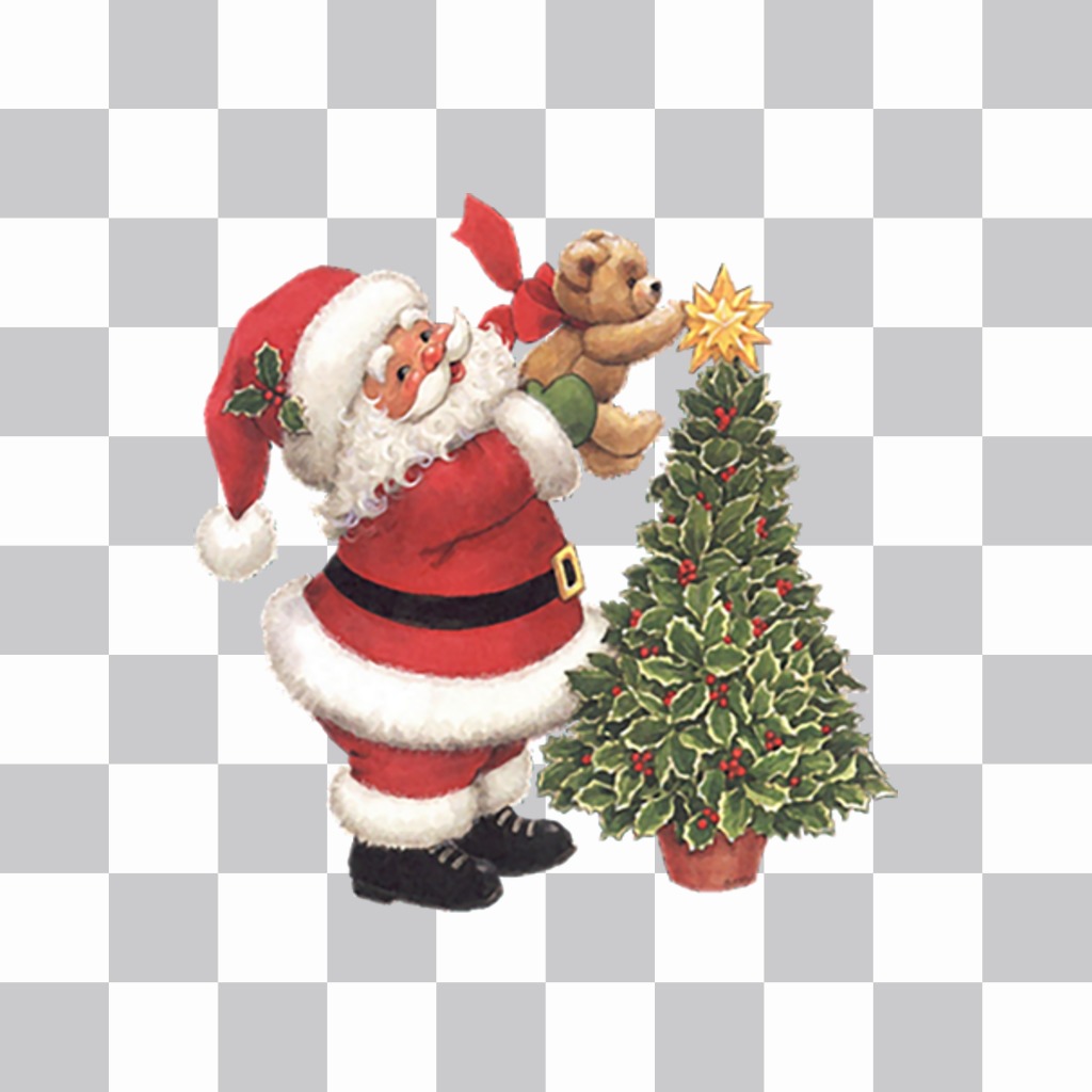 Autocollant du Père Noël avec un arbre de Noël pour vos photos ..