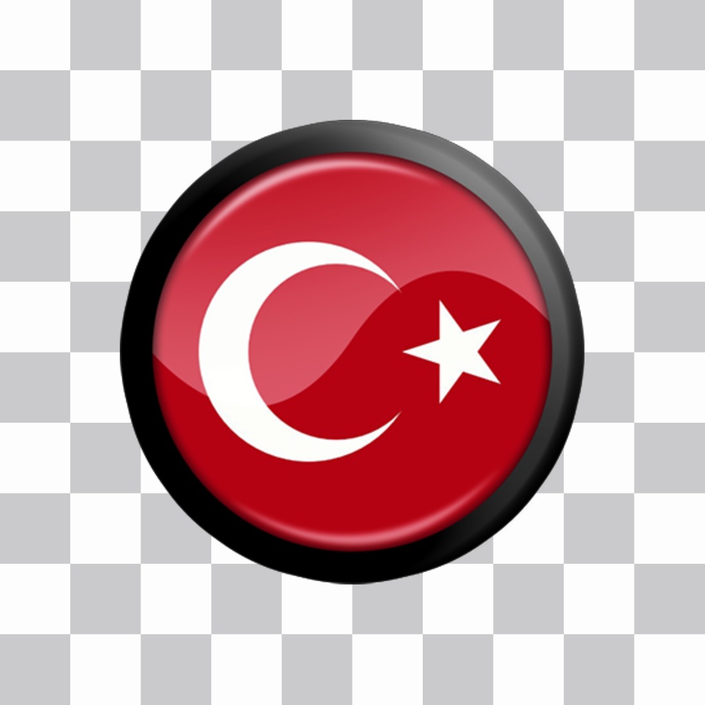 Autocollant dun bouton avec le drapeau de la Turquie pour vos photos ..