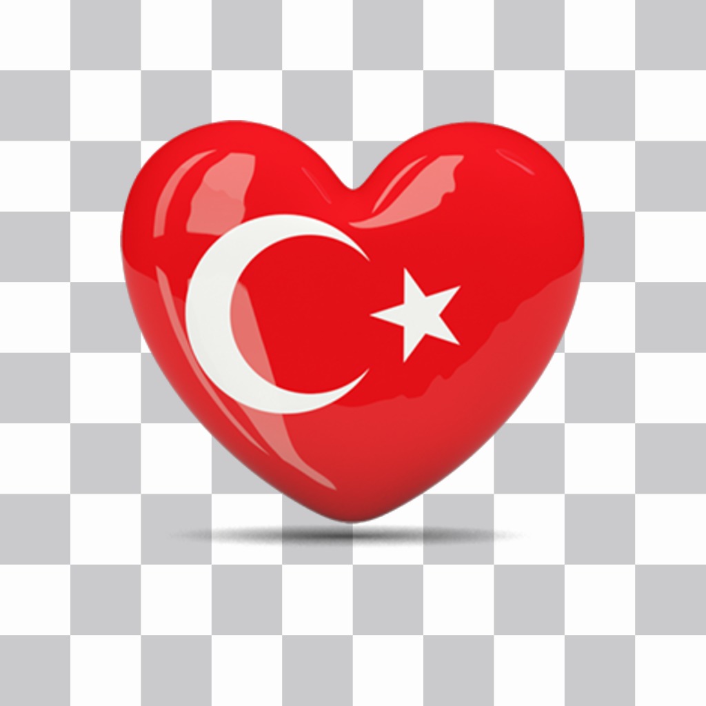 Autocollant de coeur avec le drapeau de la Turquie pour votre effet de photos ..