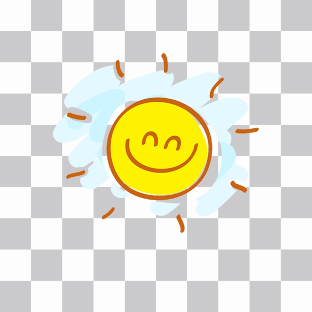 Autocollant dun dessin dun soleil heureux avec un grand sourire ..