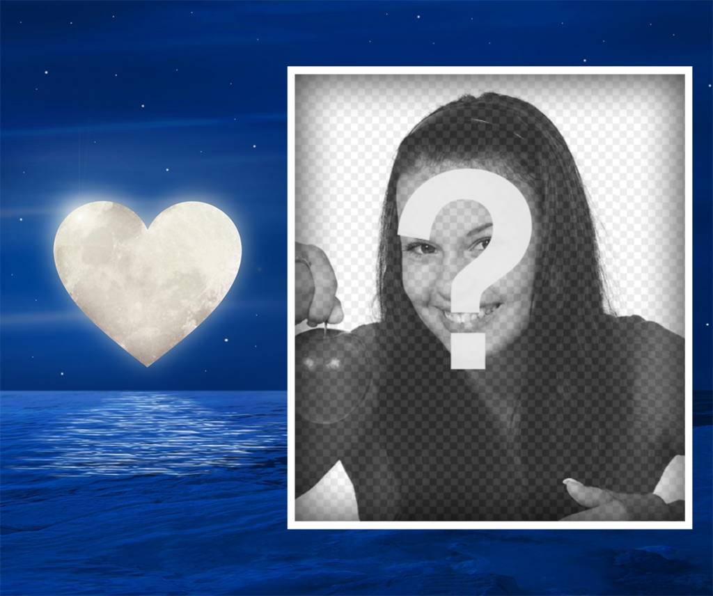 carte postale romantique avec la lune en forme de coeur pour télécharger votre photo ..