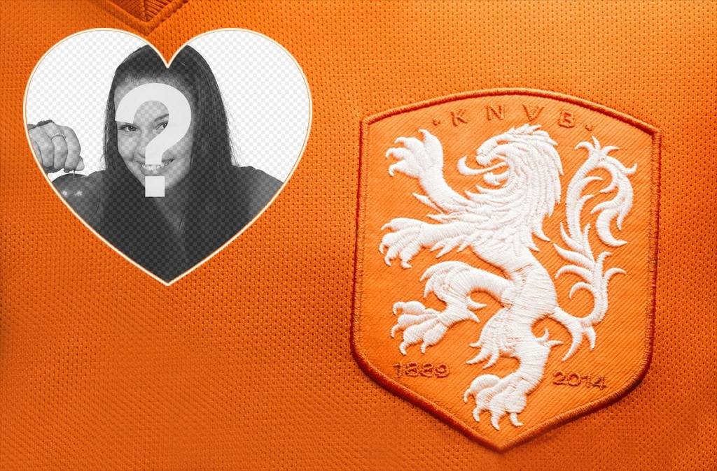 Shirt et le logo de léquipe de football des Pays-Bas pour modifier avec effet en ligne de photo de votre photo avec éditer avec votre photo et léquipe de soutien en Hollande avec la chemise orange et le logo officiel de la sélection. Partagez avec vos amis cet effet libre ou..
