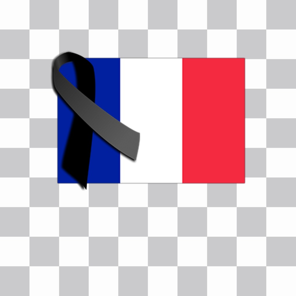 Drapeau de la France avec une cravate noire de deuil pour ajouter à vos photos ..