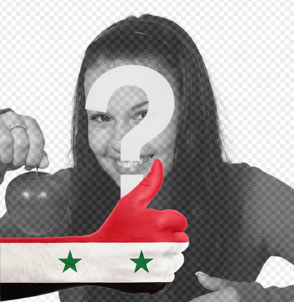 Main avec drapeau de la Syrie pour ajouter votre photo en ligne ..