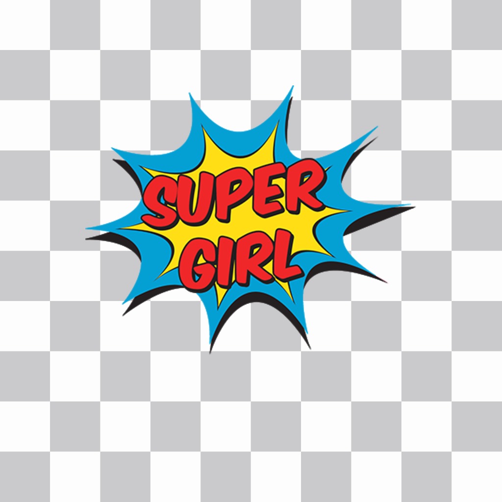 autocollant en ligne dexplosion de bande dessinée et la phrase SUPER GIRL pour vos photos ..