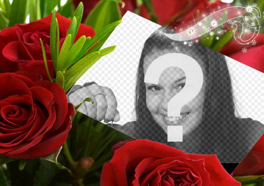 Fleurs virtuelles cadeaux avec ce cadre photo pour une photo, qui apparaît entouré de roses et de la luminosité. ..