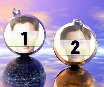 drole noel montage ou vous pouvez mettre deux images sur des boules noel ideal pour envoyer comme message dquotaccueil