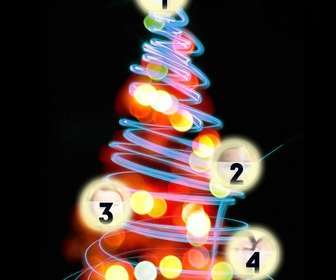 arbre noel photomontage ou vous pouvez mettre 4 photos sur les boules lumineuses