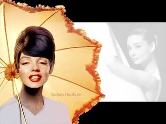 Photomontage d"Audrey Hepburn dans une célèbre image de lui.