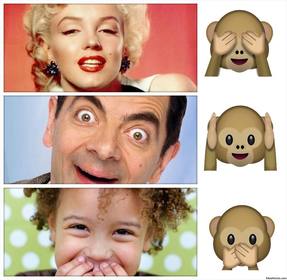 collage photos pour modifier et decorer avec le emoji des trois singes