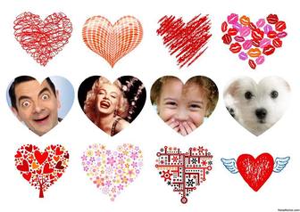 collage editable avec des coeurs pour decorer quatre photos
