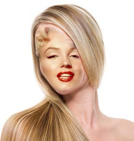 Photomontage d"aller droit strié cheveux blonds sans aller au salon et libre.
