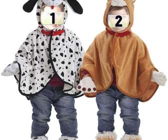photomontage des bebes jumeaux habillee comme une peluche et un dalmatien et personnaliser avec les autres visages