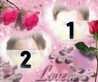 carte postale votre amour coeur rose personnalisable avec 2 photos