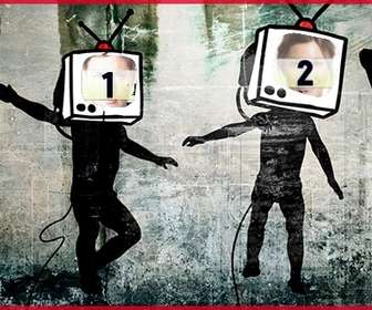 creer un collage facebook couvercle avec 3 photos par banksy murale connu artiste urbain et dajouter vos photos linterieur du televiseur