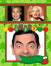 photomontage noel pour 3 photos avec texte et sapins