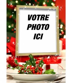 Carte de Noël insérer une photo dans un cadre doré avec 