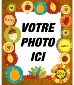 Cadre photo avec des stickers décoratifs de Thanksgiving 